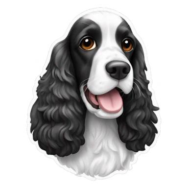black and white english cocker spaniel sticker
