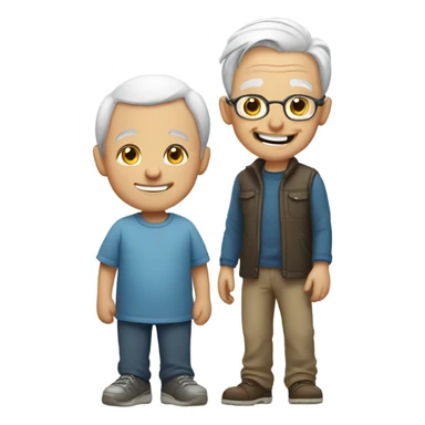 smiling boys with old man sticker