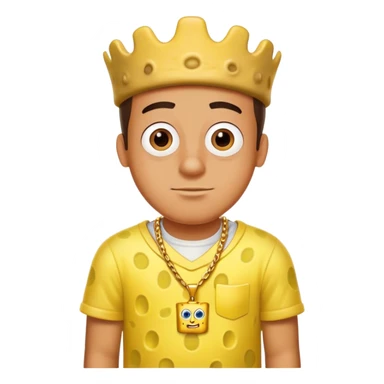 Gino wearing a SpongeBob shirt with a gold necklace sticker