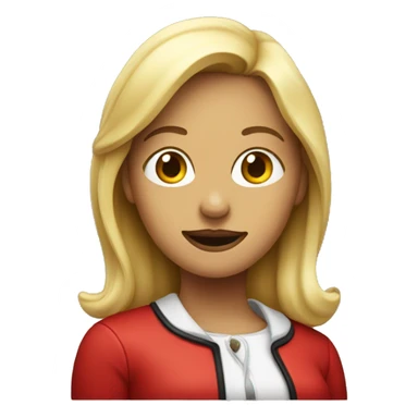 a woman with a red candybober sticker