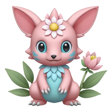 Cute Romantic Floral Digimon-Pokémon-Fakémon-hybrid-fusion, full body sticker