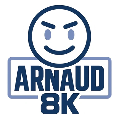 Logo 'Arnaud8K' in modern streetwear style, bold typography, Gazo influence, social media vibe, no video elements sticker