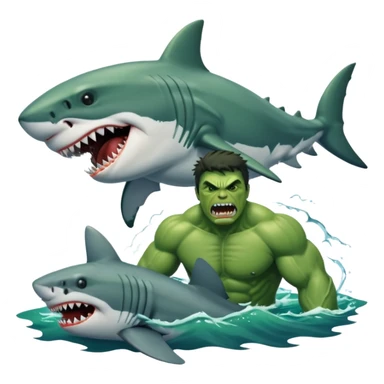 Hulk being eaten by a great white shark sticker