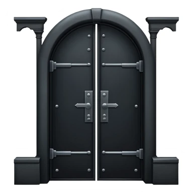 iOS emoji, minimal dark gate, sealed door, flat design sticker