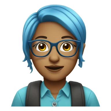 nerdy librarian with blue hair and glasses girl sticker