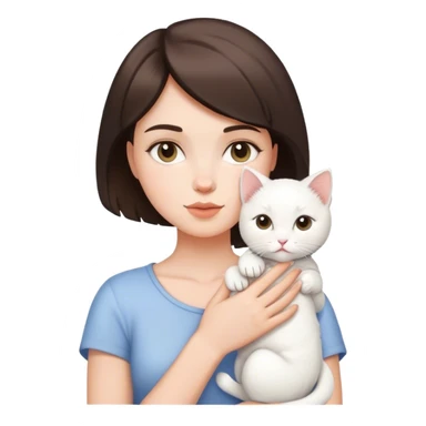 White kitty sleeping on brunette white girl short hair  sticker