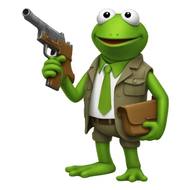 kermit the frog holding a water pistol  sticker