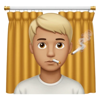 Man with blonde-brown curtain haircut with a strong jawline and brown lit cigarette hanging out his mouth sticker