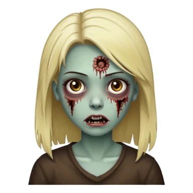 faça uma menian zumbi com o cabelo liso castanho escuro com algumas mechas loiras sticker