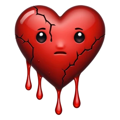 BROKEN BLACK HEART, LITTLE DARK RED BLOOD, DRIPS FROM THE BROKEN CRACK. sticker