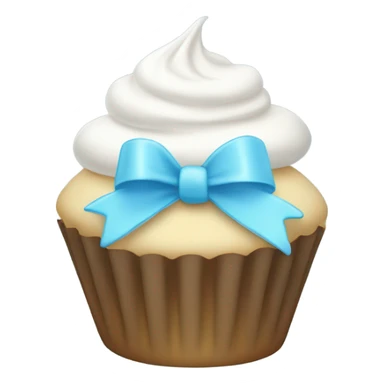 White cupcake with light blue bow sticker