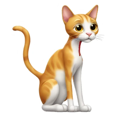 very thin cat with a long neck smoking cigar sticker