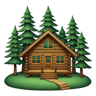 cabin in the woods, surrounded by pines sticker