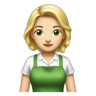 dirty blonde girl with dark green eyes home cooker dress like cooking mama sticker