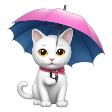 white cat with an umbrella sticker
