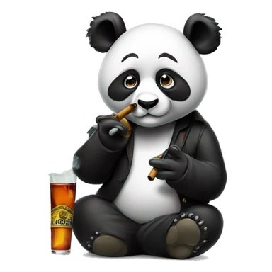Panda smoking a cigar wearing headphones sticker