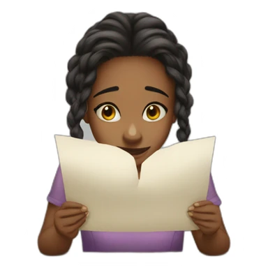 girl reading letter crying with happy eyes  sticker