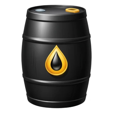 generate an ultra realistic black metal barrel without rust and with a black drop of oil on it sticker