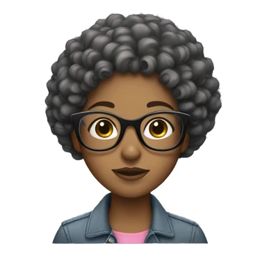 Girl with curly dark brown hair with glasses and lashes  sticker