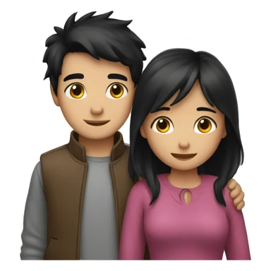 boy and girl with black hair hugging sticker