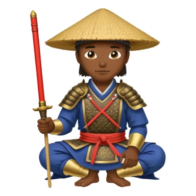 asian Samurais in Hat, Samurai kneeling  sticker