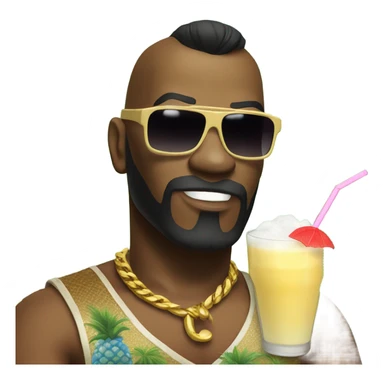 Mr T wearing shades sipping a Pina colada  sticker