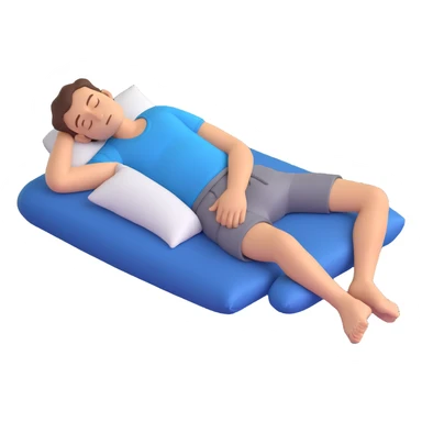 man sleeping flat on his stomach, arms at sides, relaxed sticker