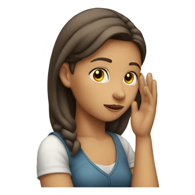 human girl with hand behind ear listening sticker