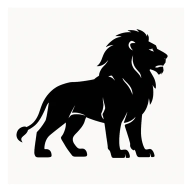 Lion black silhouette white background sticker