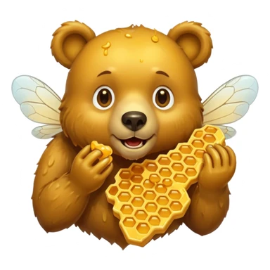 bear eating honeycomb with bees flying around sticker