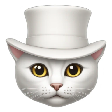 White cat with cup hat sticker