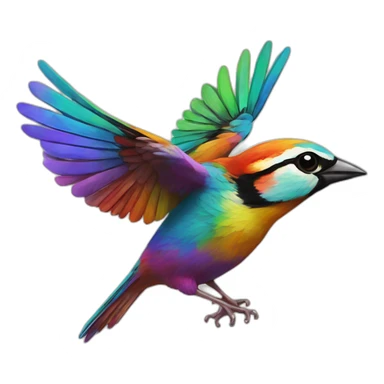 psychedelic colorful sparrow open Wings painting sticker