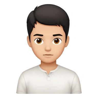 A young handsome black-haired boy in a white shirt sticker