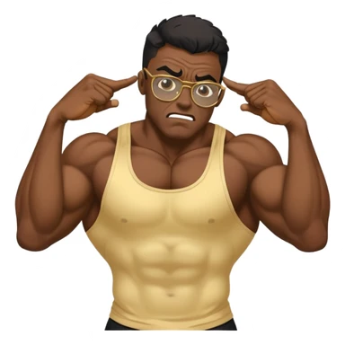 black bodybuilder with gold glasses frustrated pulling hair sticker