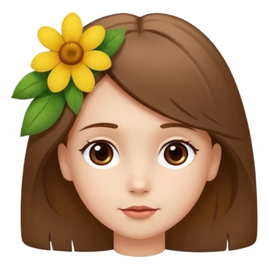 Ein braunhaariges Mädchen (glatte Haare ) mit einen Blume hinter dem ohr lange haare zur Seite kuckend Blume hinter dem rechten Ohr so das man es sieht zur Seite schauen soll das Mädchen also sieht man das Mädchen von der rechten Seite  sticker