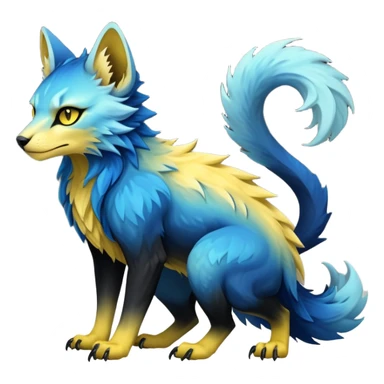  Cool Edgy blue-yellow-black-gradient ethereal badass Fionbri-Vernid-Trico-animal-creature full body  sticker