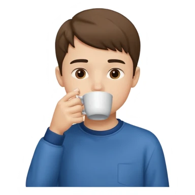 a boy drinking , the cup is touching his mouth, sticker