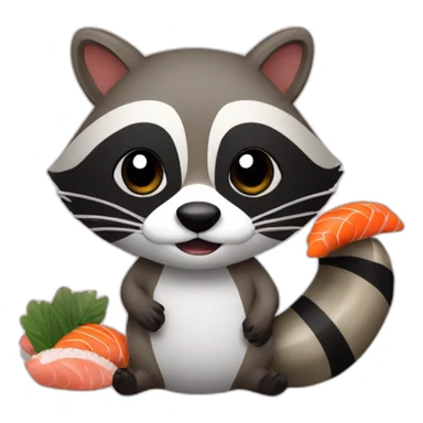 raccoon and sushi sticker