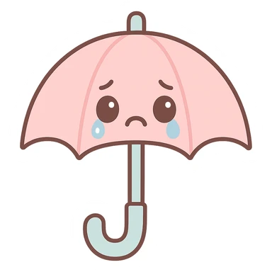 an umbrella with a sad face and tears, expressive style sticker