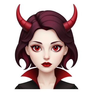Woman with subtle horns, smooth skin and sharp gaze, divine corruption sticker