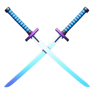 Animated emote: Katana breaking into pixels (purple/blue glitch effect). Loopable 3-frame animation. Minimalist, no background. sticker