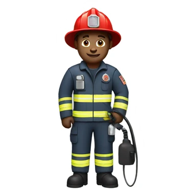 Firefighter holding a usb cable sticker
