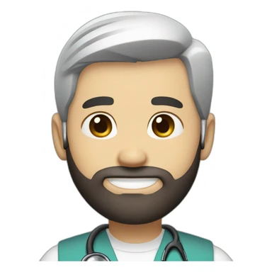 doctor brown beard smiles white skin color black hair on the head short haircut on the head sticker