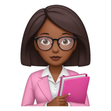 black women accountant holding folder wearing pink and glasses sticker