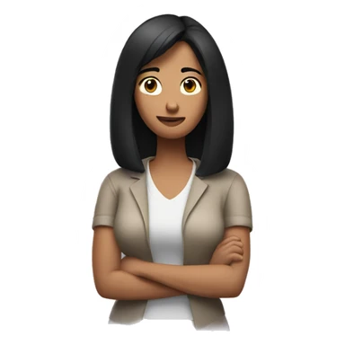 Woman with black hair shrugging shoulders sticker