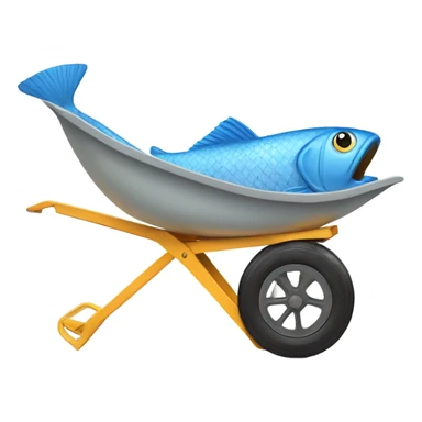 Fish surfing on a wheelbarrow  sticker