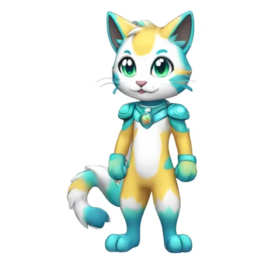 Colorful Shiny Anthro Anime Cat Fakemon Full Body sticker