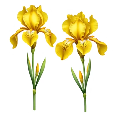 single Bright Yellow Iris, straight stem sticker