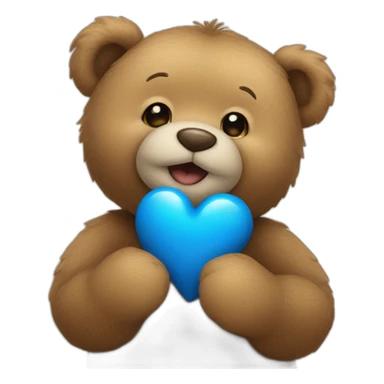 A teddy bear holdin blue heart  sticker
