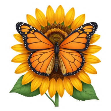 orange Butterfly on Sunflower side angle sticker